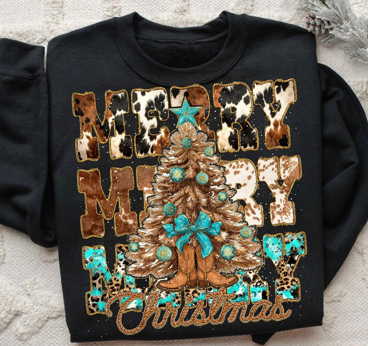 Western Christmas tree sweater