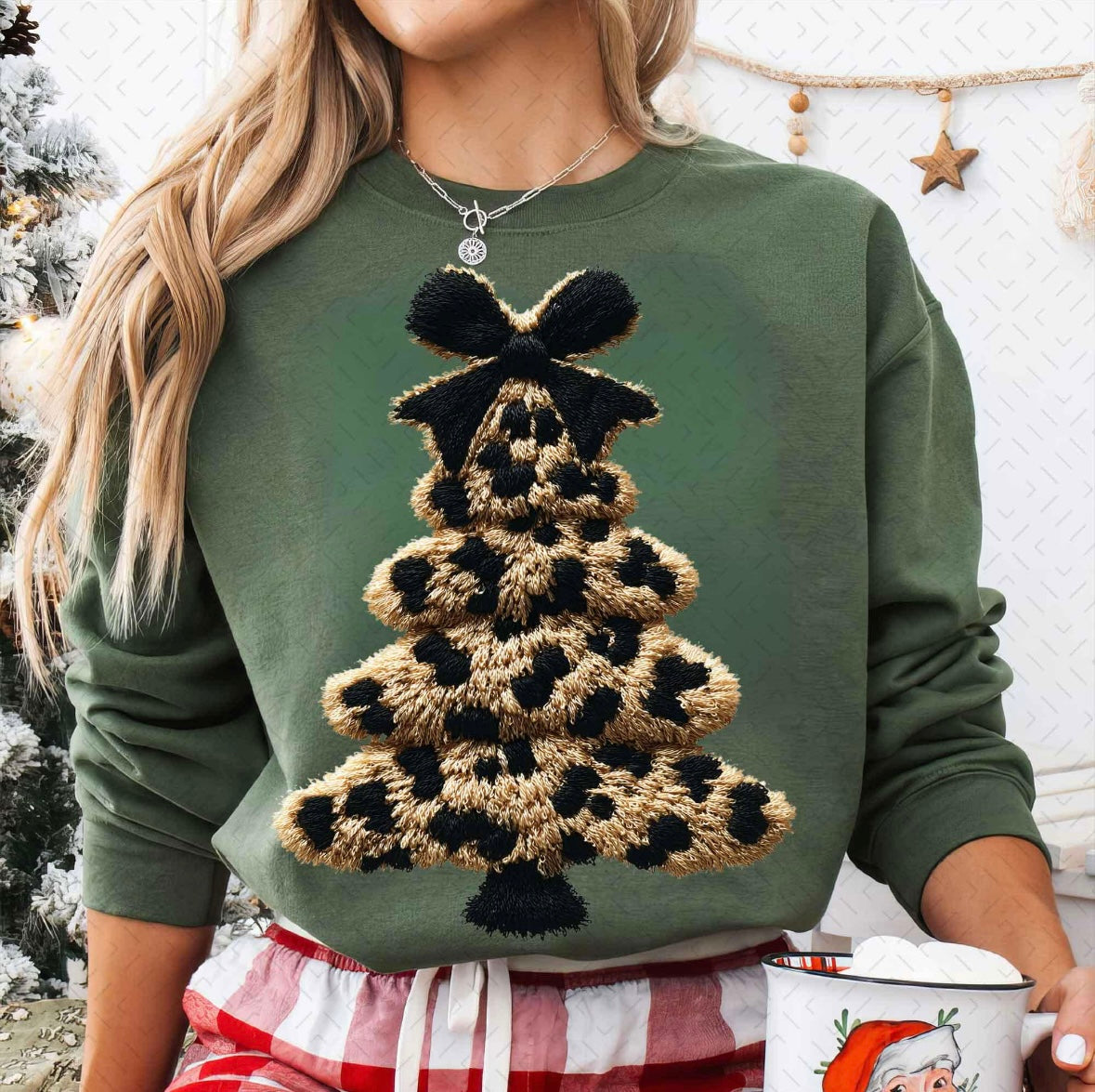 Leopard Christmas tree sweater